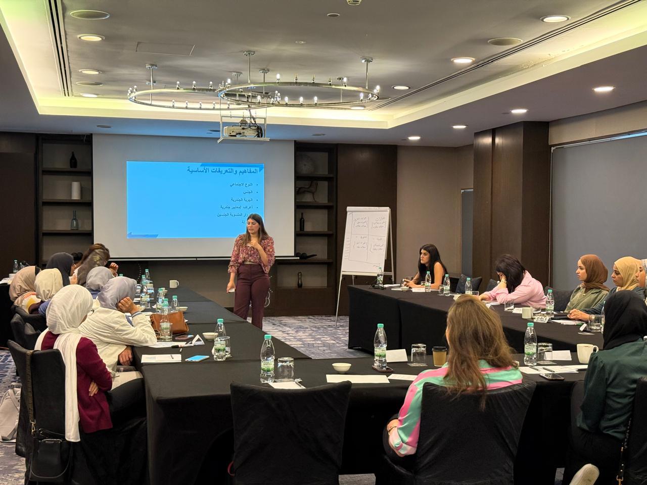 A facilitator leading a gender-focused workshop